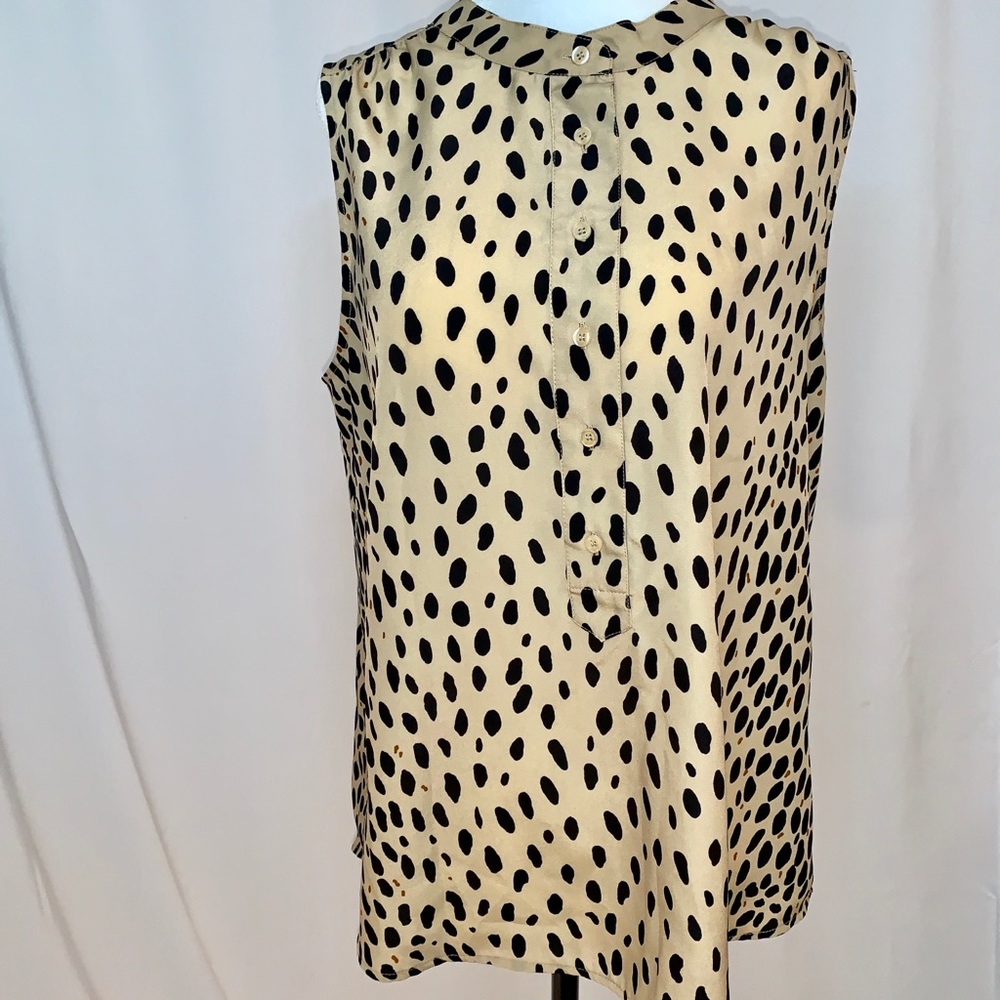 J. Crew Black and Cream Polka Dot Blouse